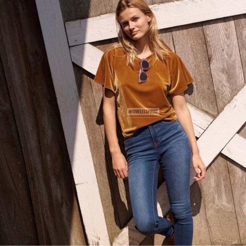 Madewell Yellow Velvet Top